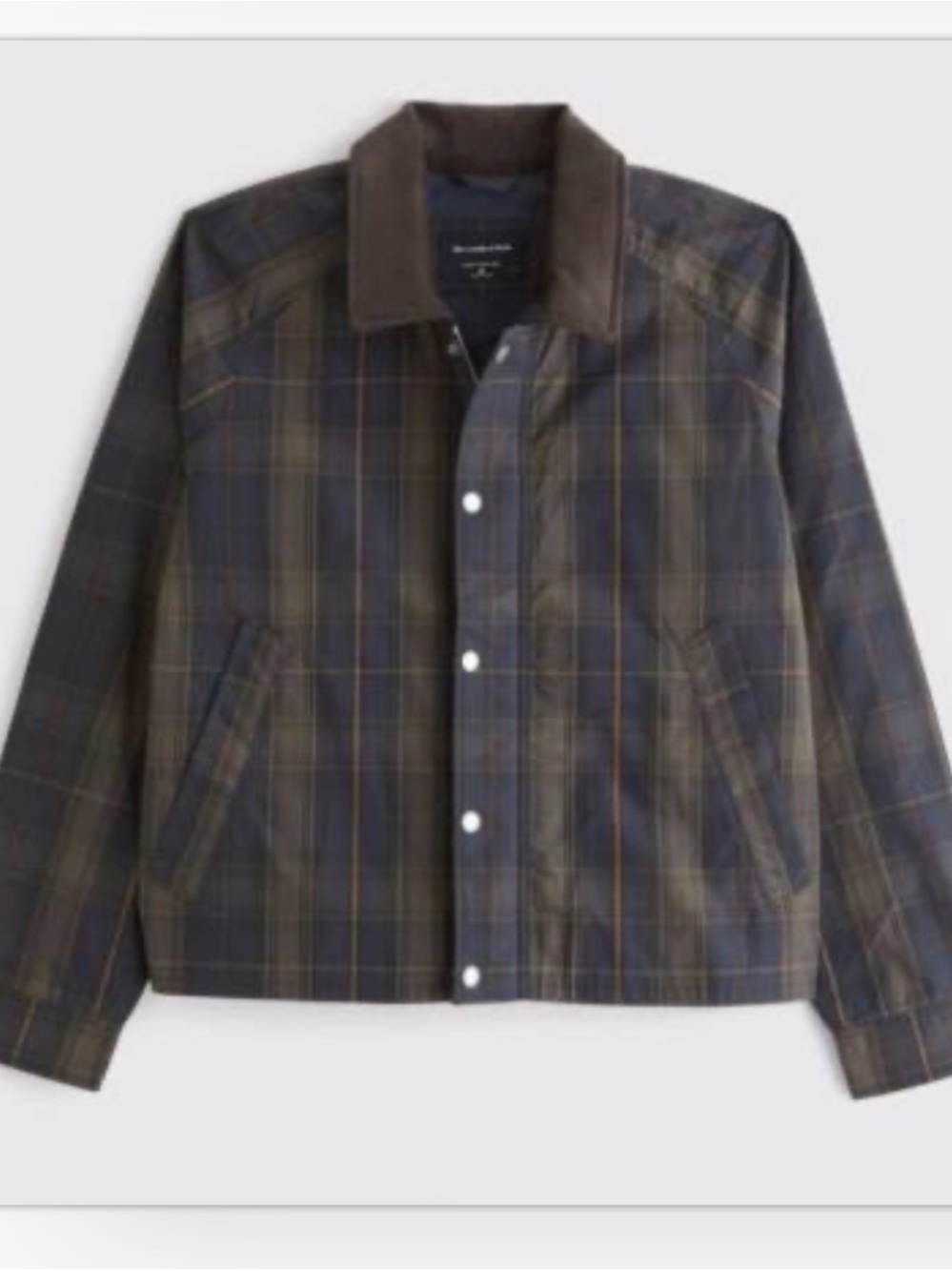 Abercrombie & Fitch Navy and Brown Plaid Bomber Jacket